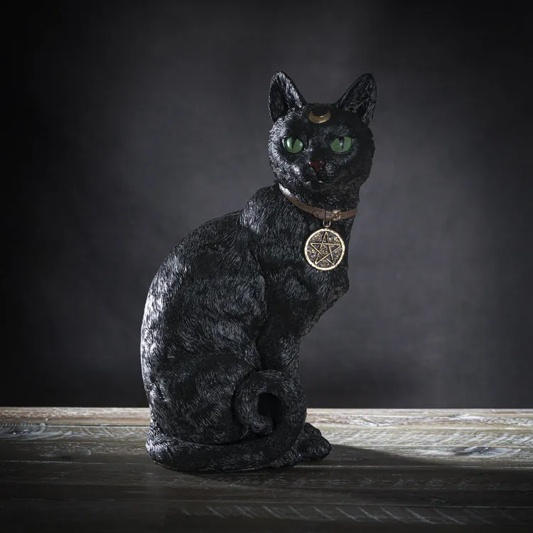 12" Black Cat Statue