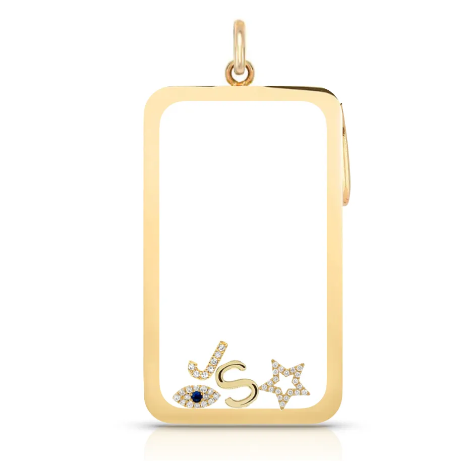 14k Solid Gold Glass Charm Locket