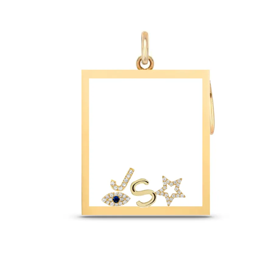 14k Solid Gold Glass Charm Locket