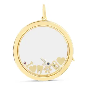 14k Solid Gold Glass Charm Locket