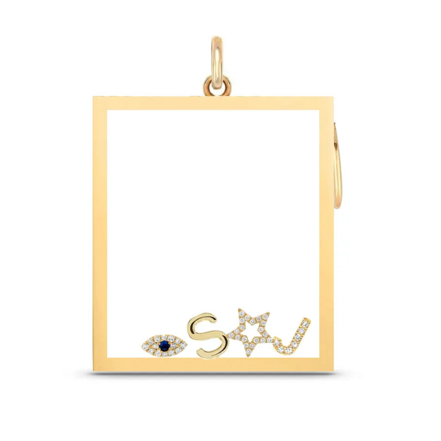 14k Solid Gold Glass Charm Locket