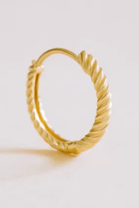 14K Solid Gold Jewelry Delicate Twist Know Rope Earring Hoop Ring