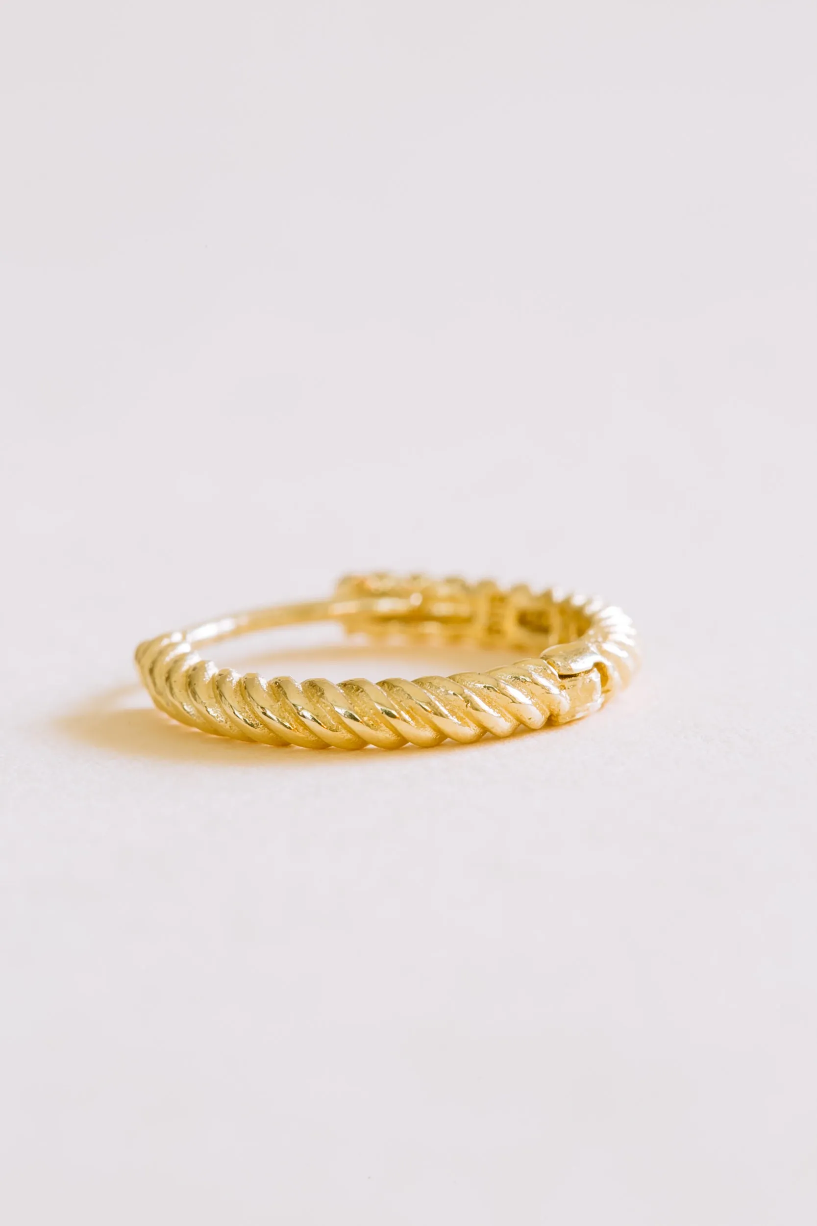 14K Solid Gold Jewelry Delicate Twist Know Rope Earring Hoop Ring