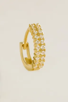 14K Solid Gold Jewelry Line Cz Piercing Earring Hoop Ring