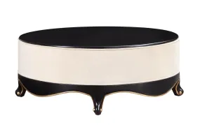 19 Black And Cream Solid Wood Round End Table