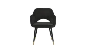 22 Black Velvet And Gold Solid Color Parsons Chair