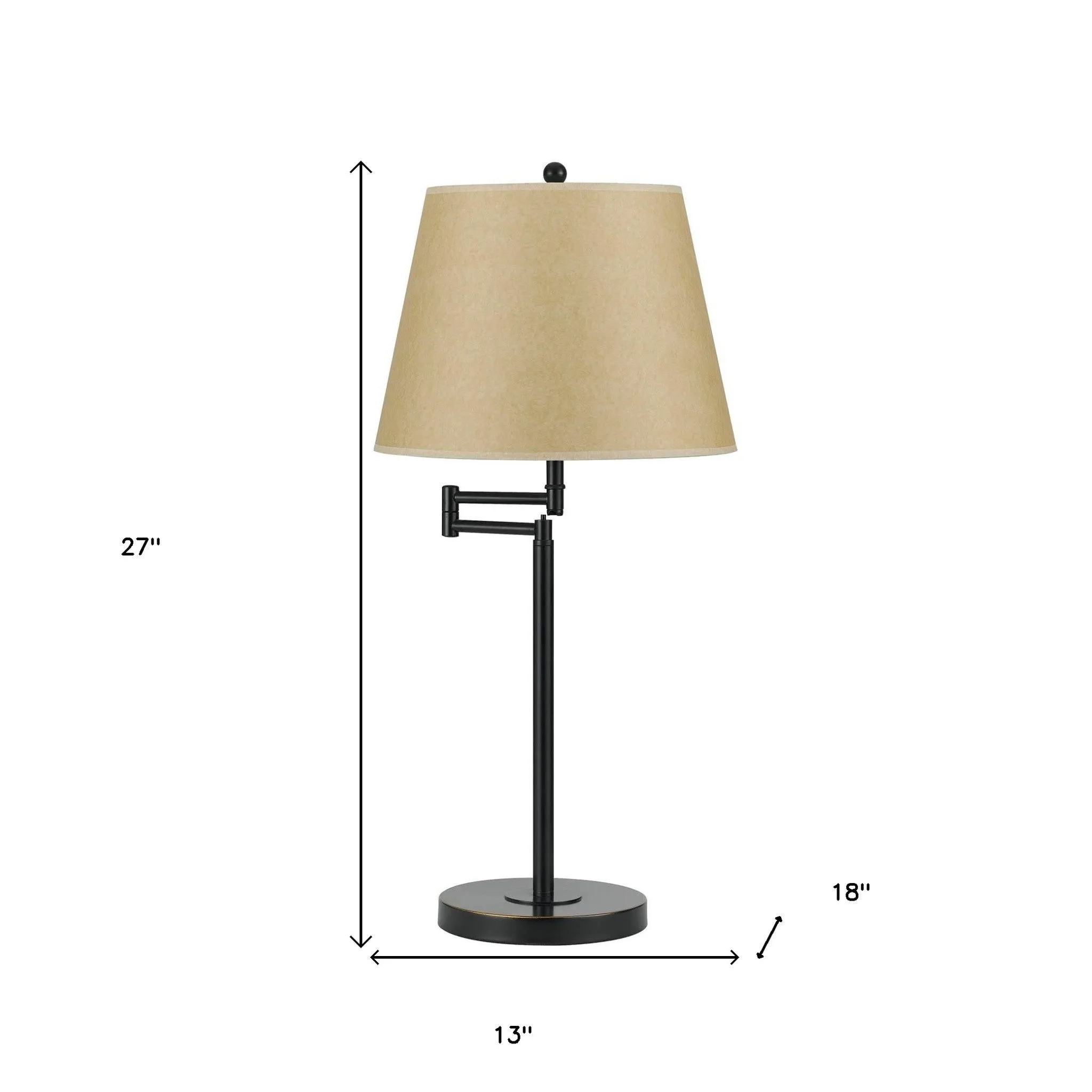 27 Bronze Metal Table Lamp With Tan Empire Shade