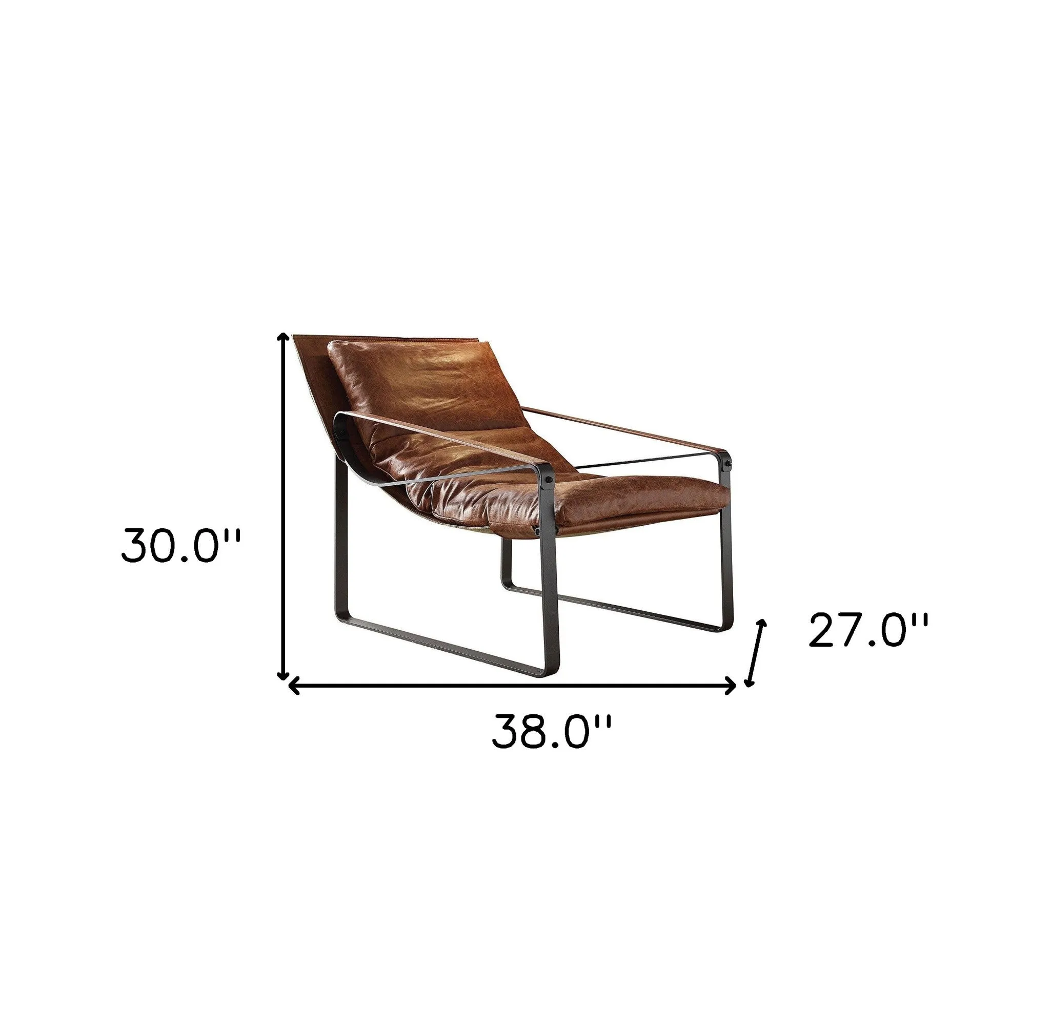 27 Brown Top Grain Leather And Steel Lounge Chair