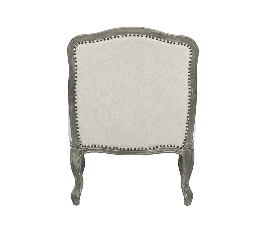 29 Cream And Brown Linen Arm Chair