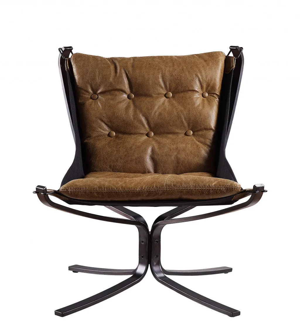 30 Coffee Top Grain Leather And Steel Solid Color Lounge Chair