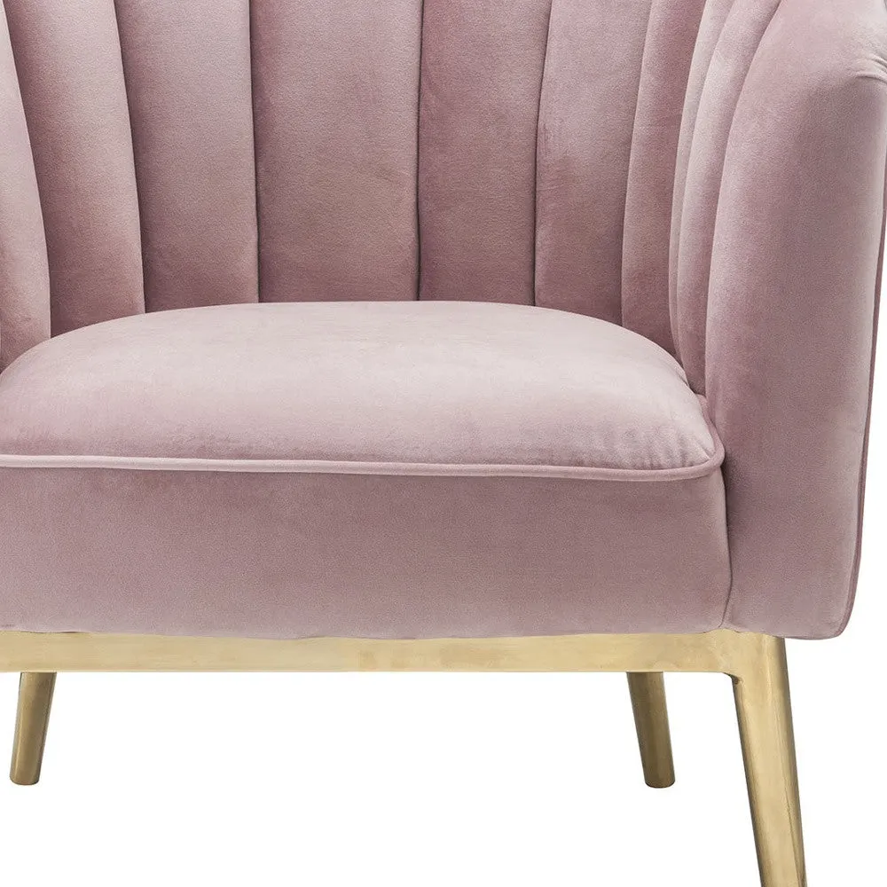 31 Pink And Copper Velvet Tufted Barrel Chair