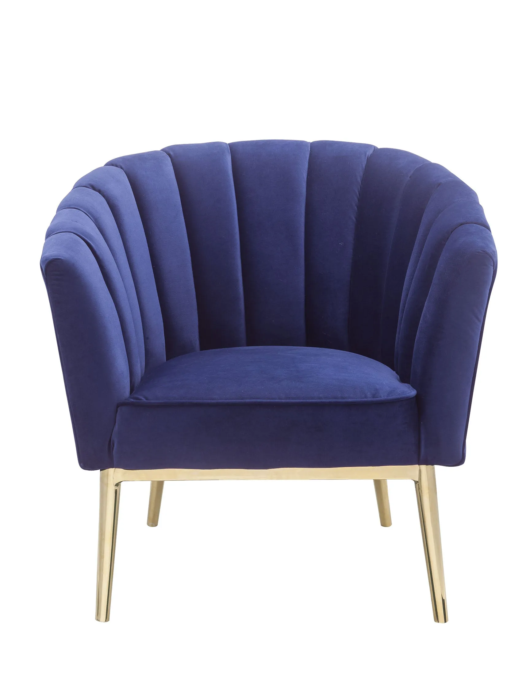 32 Blue And Copper Velvet Tufted Barrel Chair