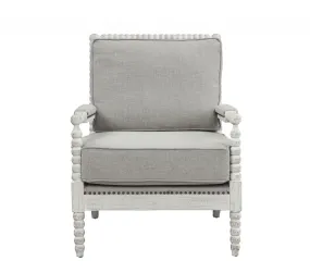 35 Gray Linen And Light Oak Solid Color Club Chair