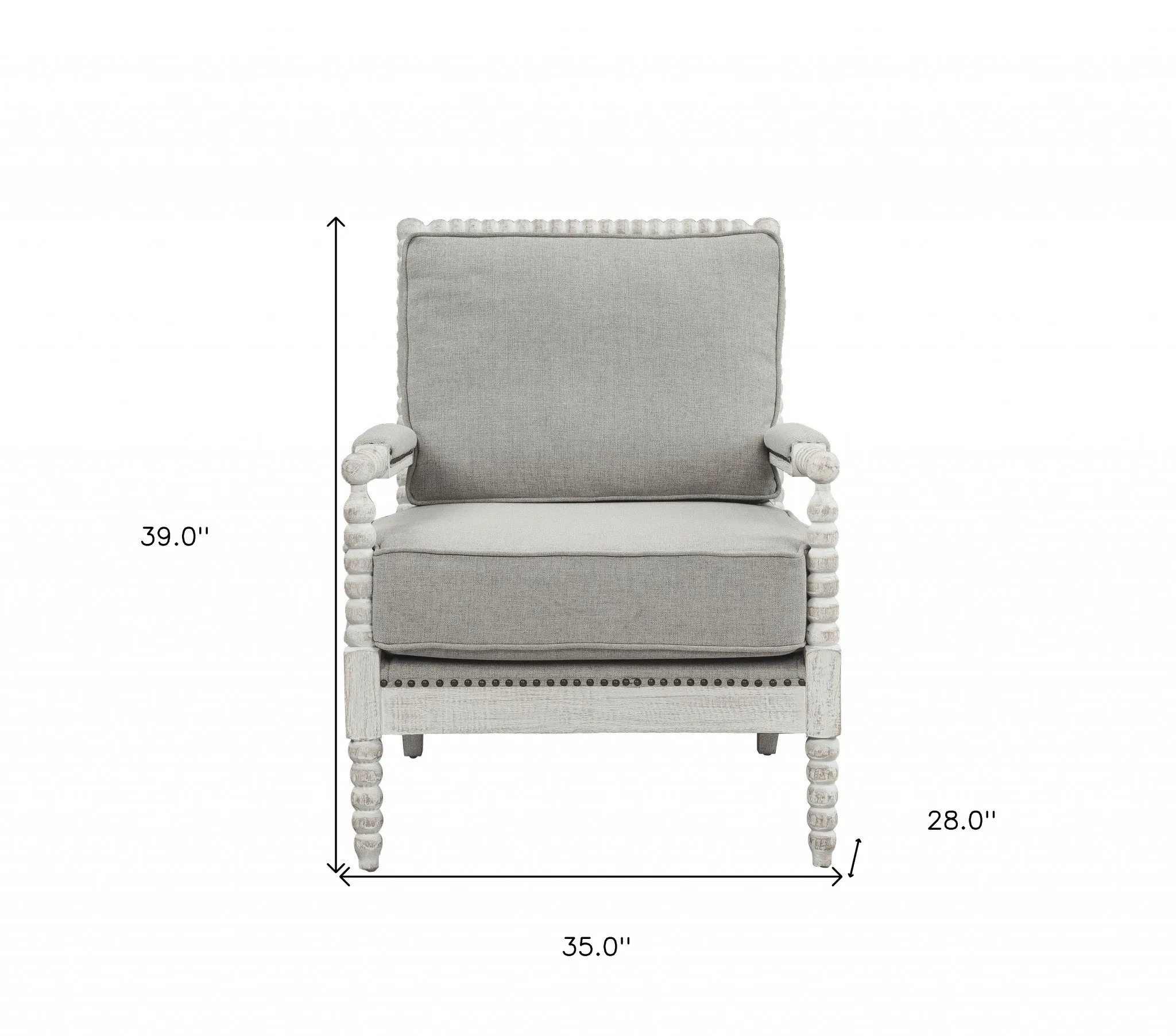 35 Gray Linen And Light Oak Solid Color Club Chair