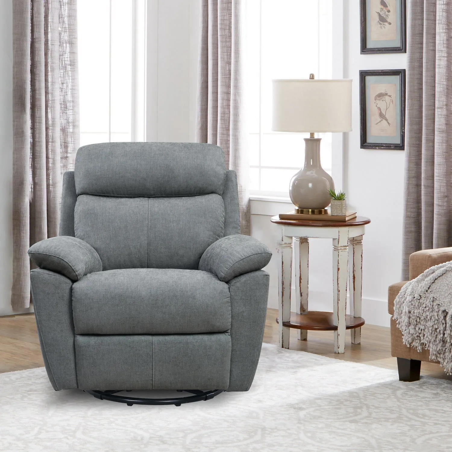 35 Light Gray Fabric Power Recliner With USB