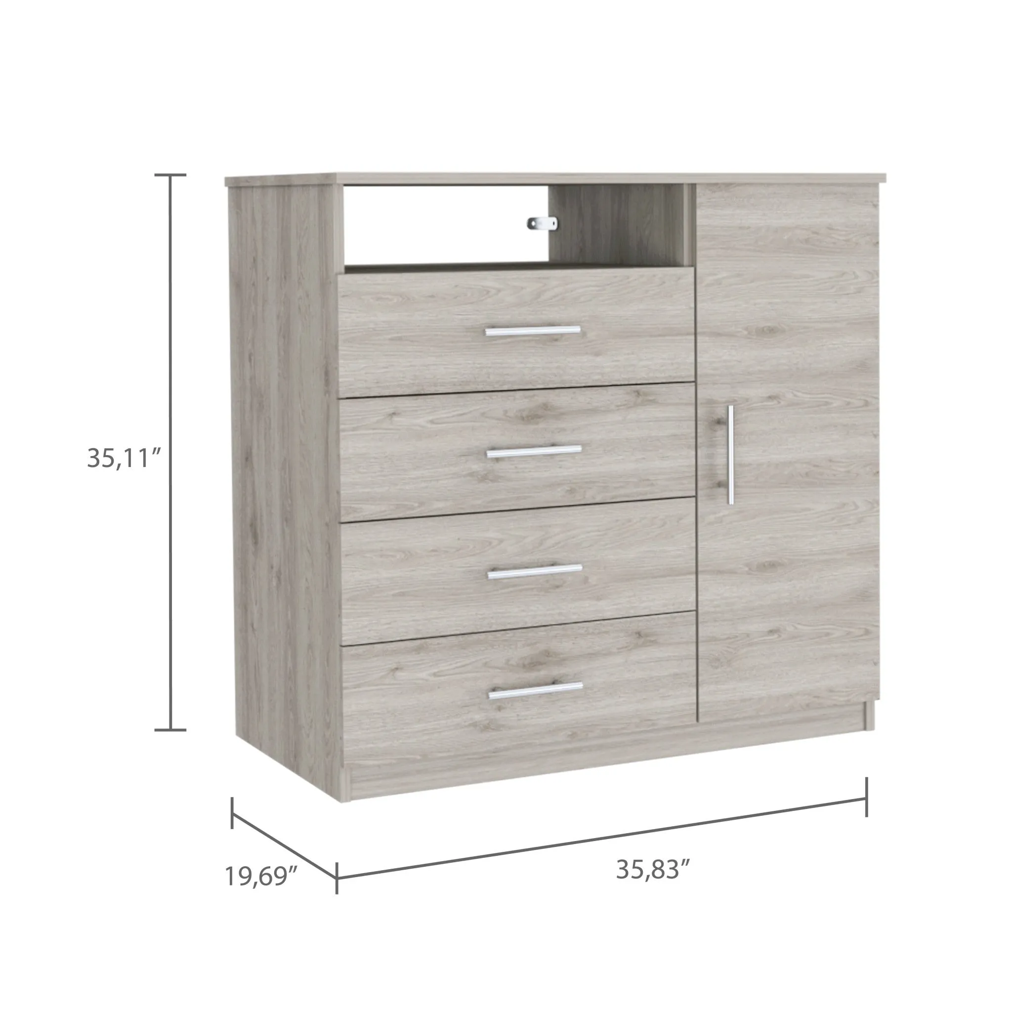 36 Light Gray Four Drawer Dresser