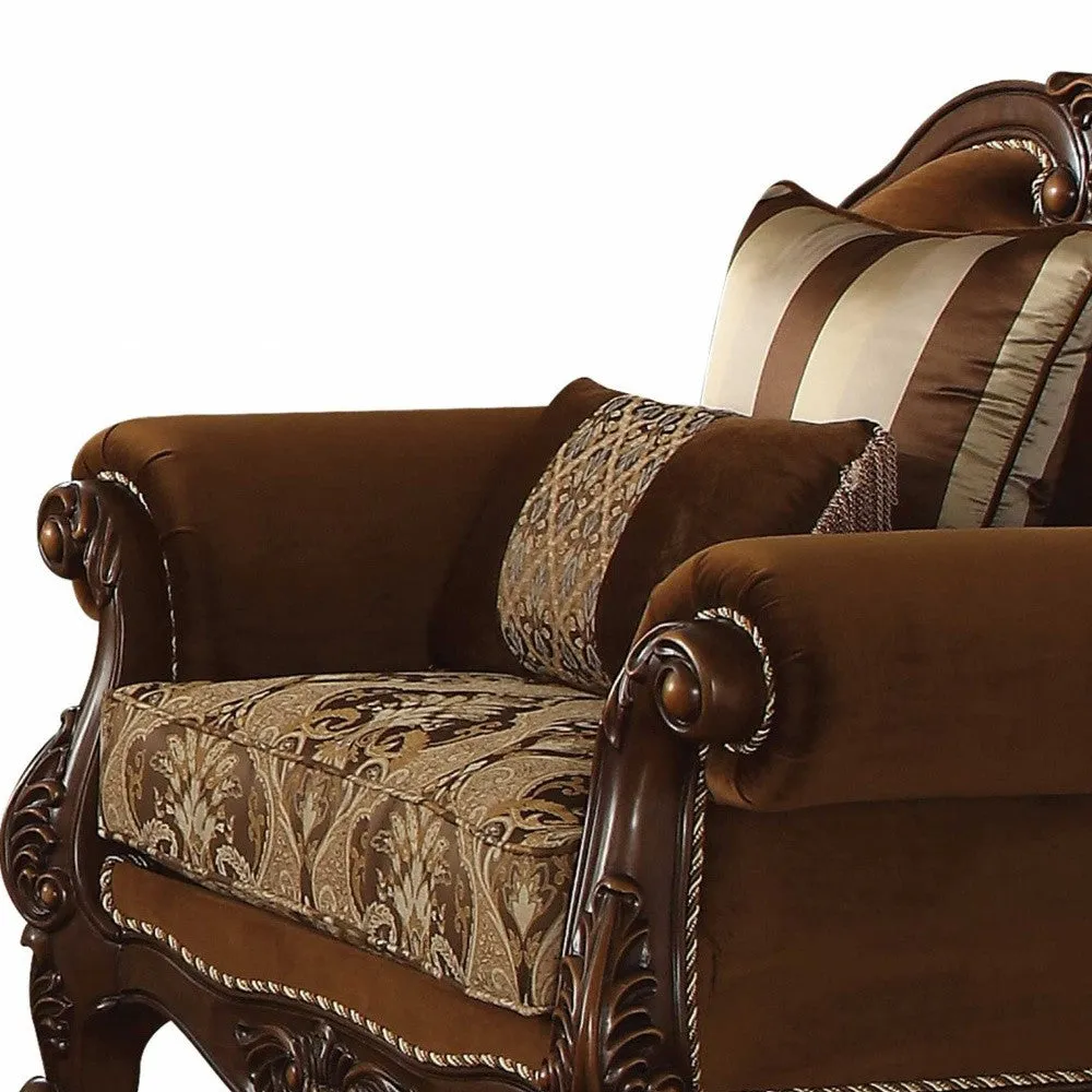 37 Brown Velvet Damask Club Chair