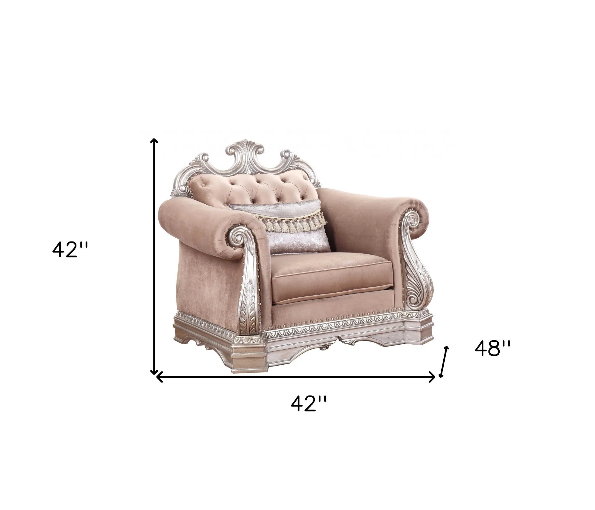 42 Cherry Blossom Pink And Gray Velvet Tufted Chesterfield Chair