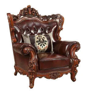 46 Dark Brown and Chocolate Faux Leather Tufted Wingback Chair