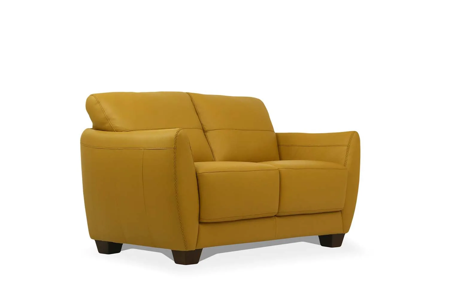 57 Mustard Leather And Black Love Seat