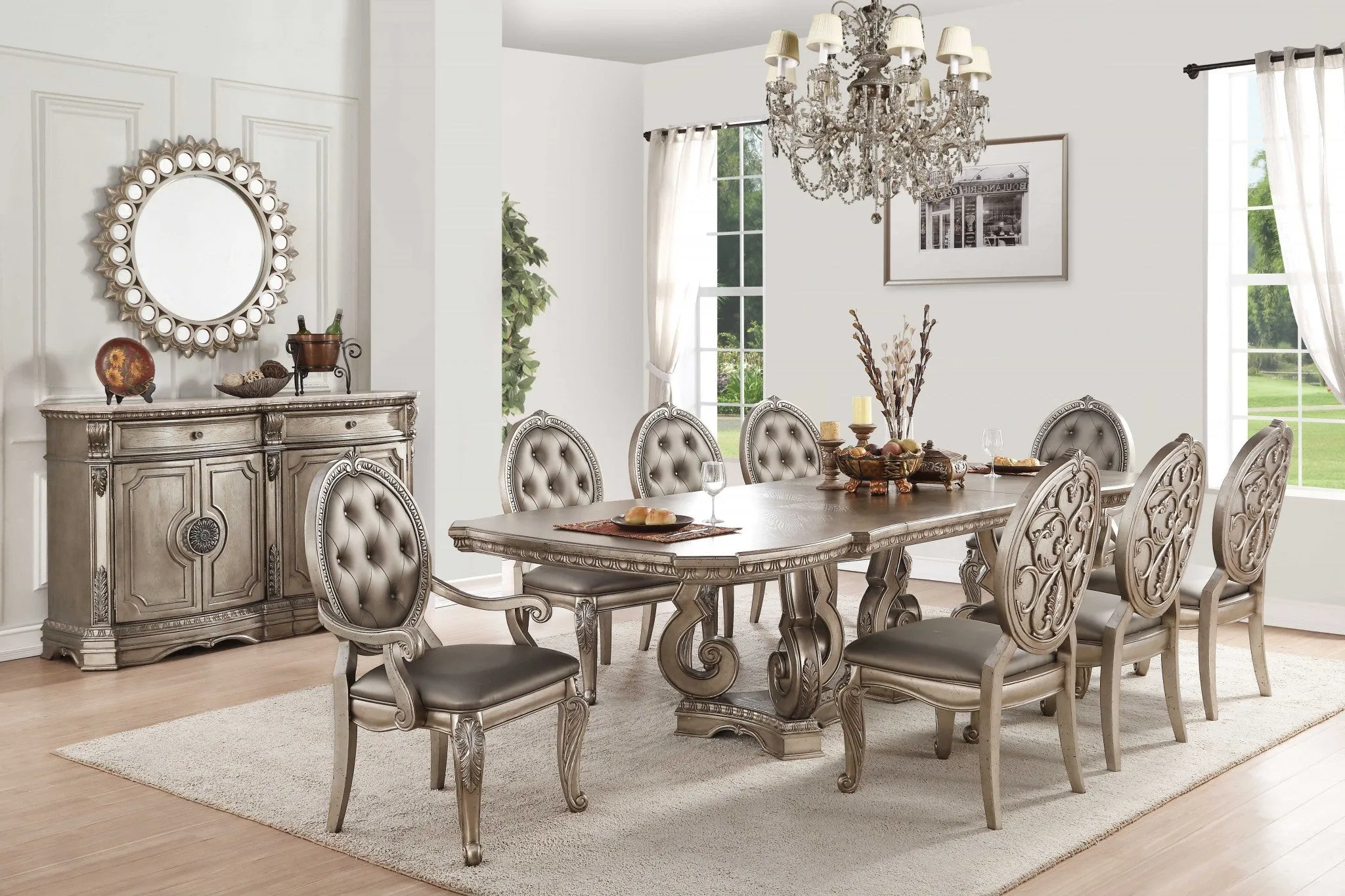 60 Champagne Solid Wood Dining Table