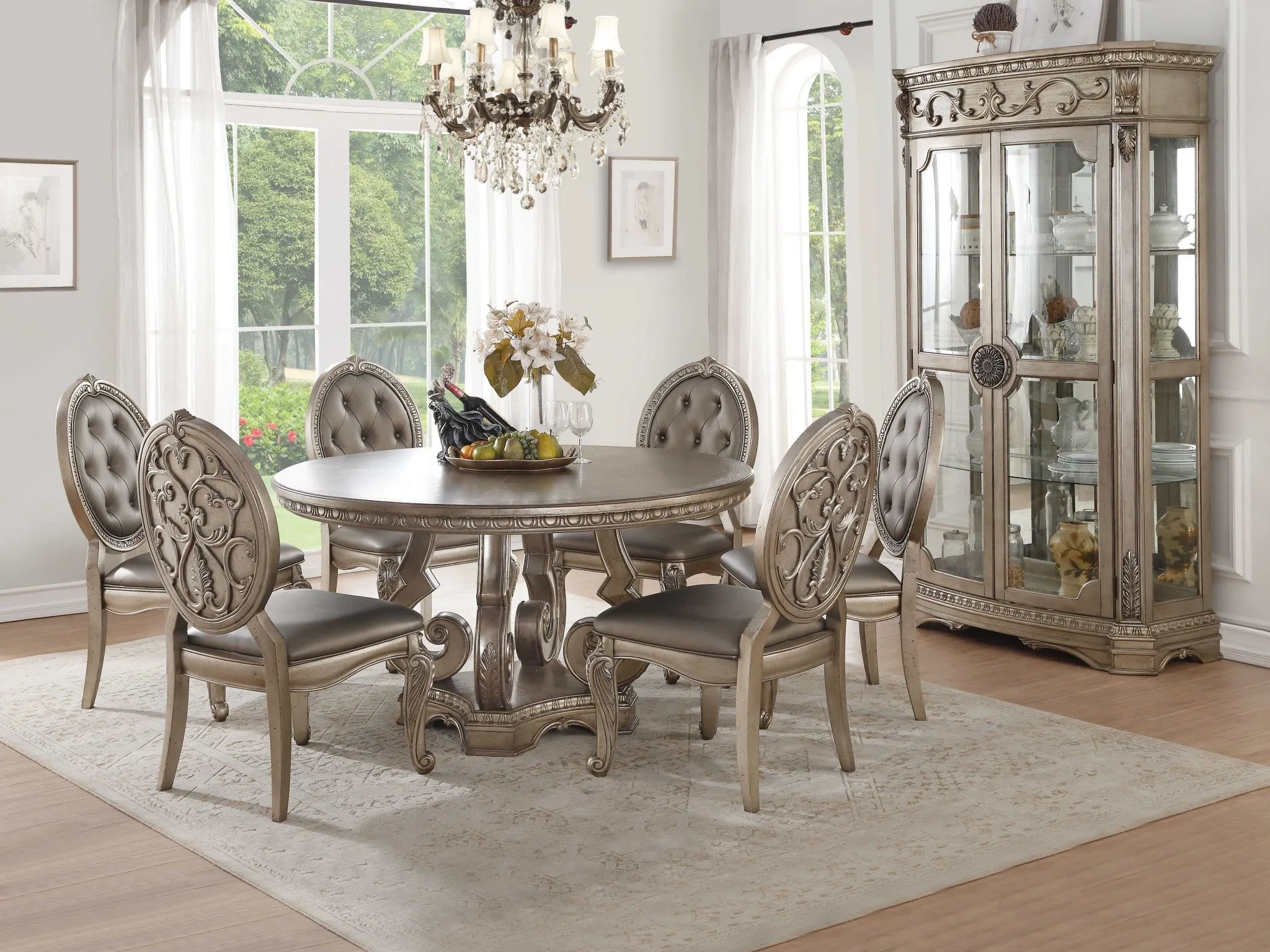 60 Champagne Solid Wood Dining Table