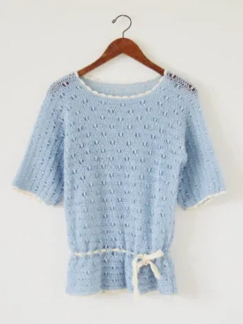 70s Does 20s Crochet Tunic Top - sm, med