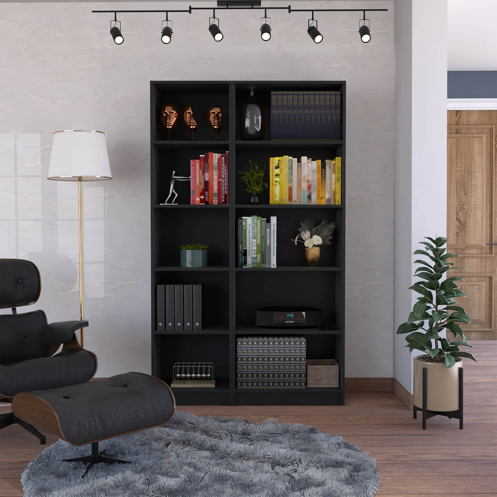 71 Black Five Tier Bookcase