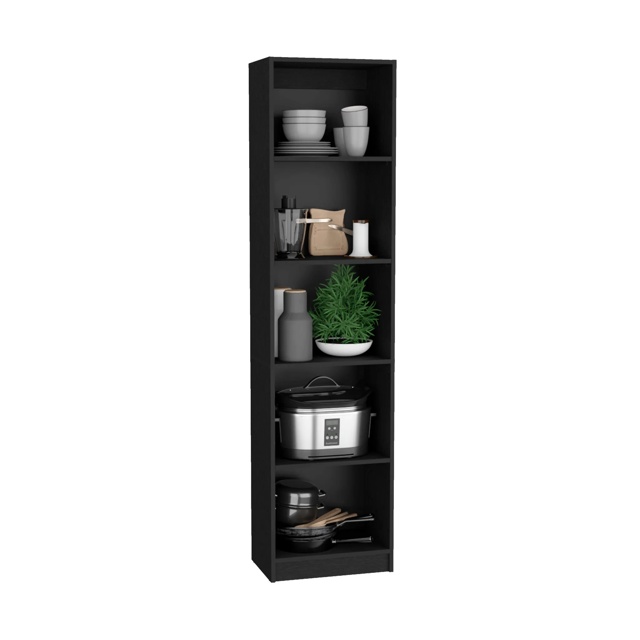 71 Black Four Tier Bookcase with Two doors