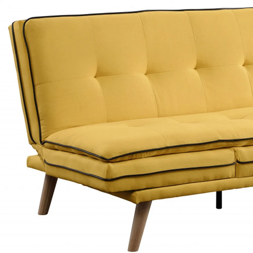 72 Yellow Linen And Brown Sofa