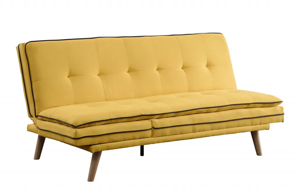 72 Yellow Linen And Brown Sofa