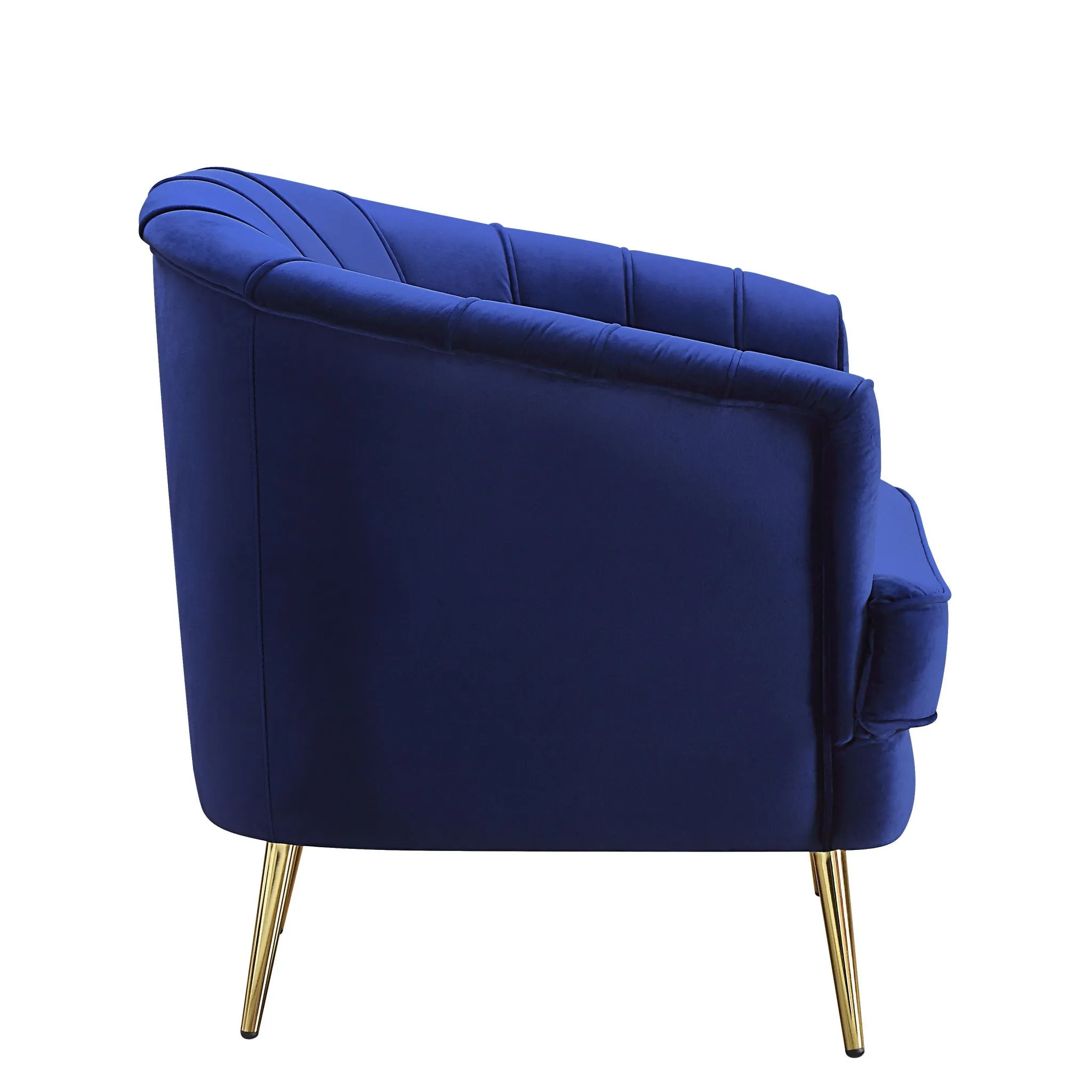 78 Blue Velvet And Gold Sofa