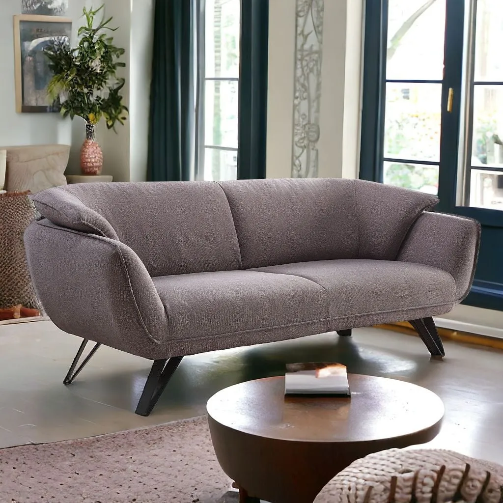 78 Gray Linen And Black Sofa