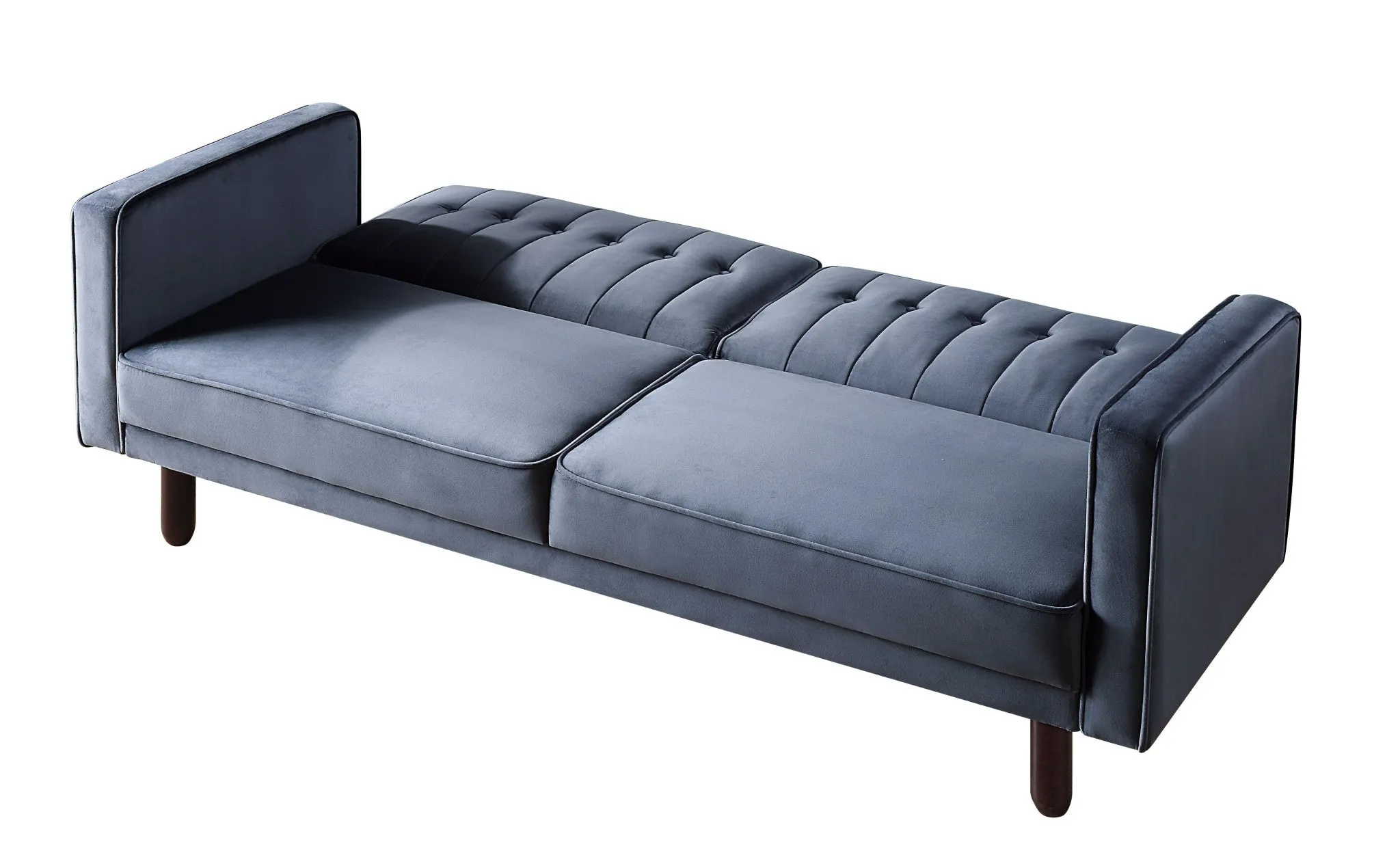 79 Dark Gray Velvet And Black Sleeper Sofa