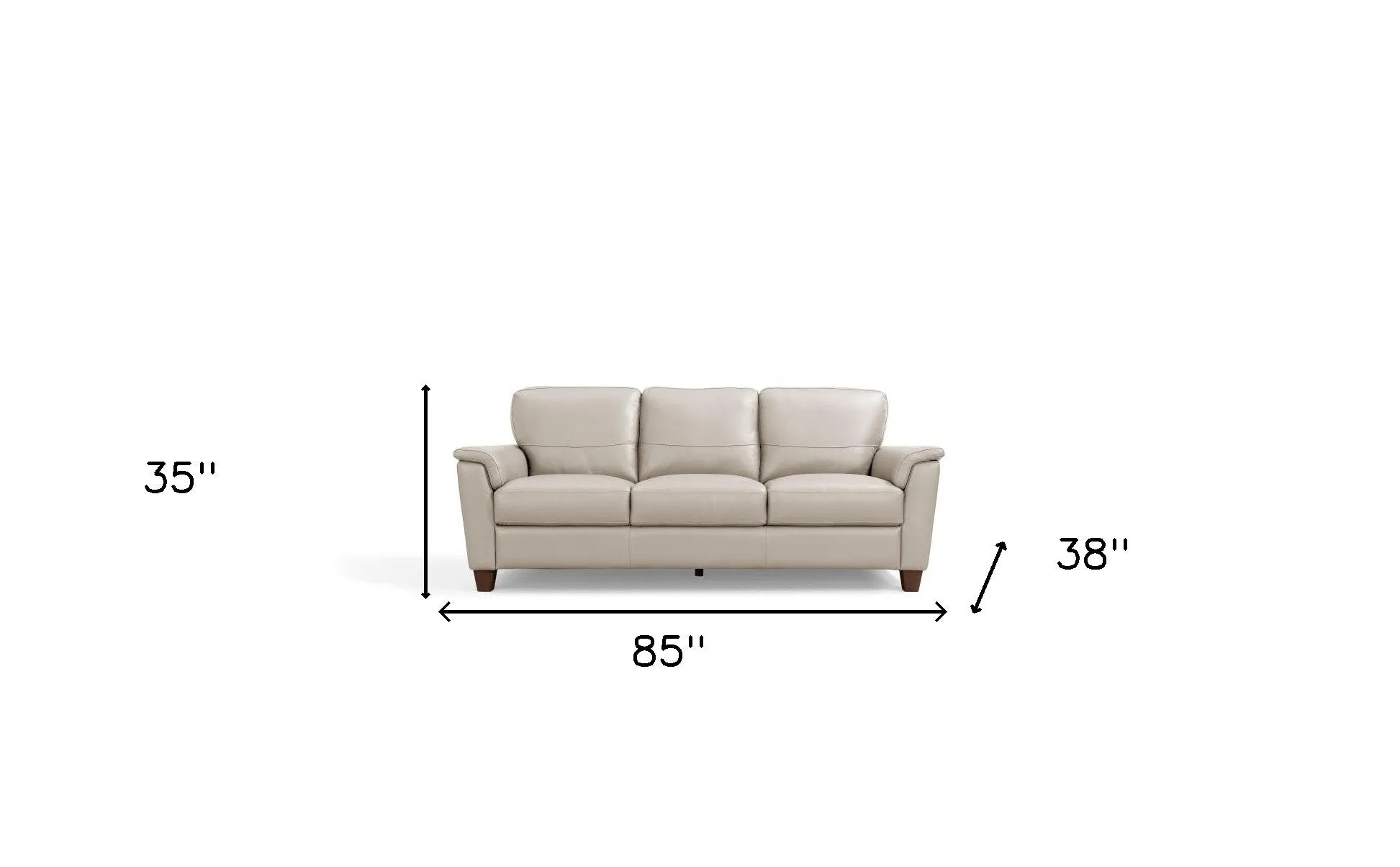 85 Beige Leather And Black Sofa