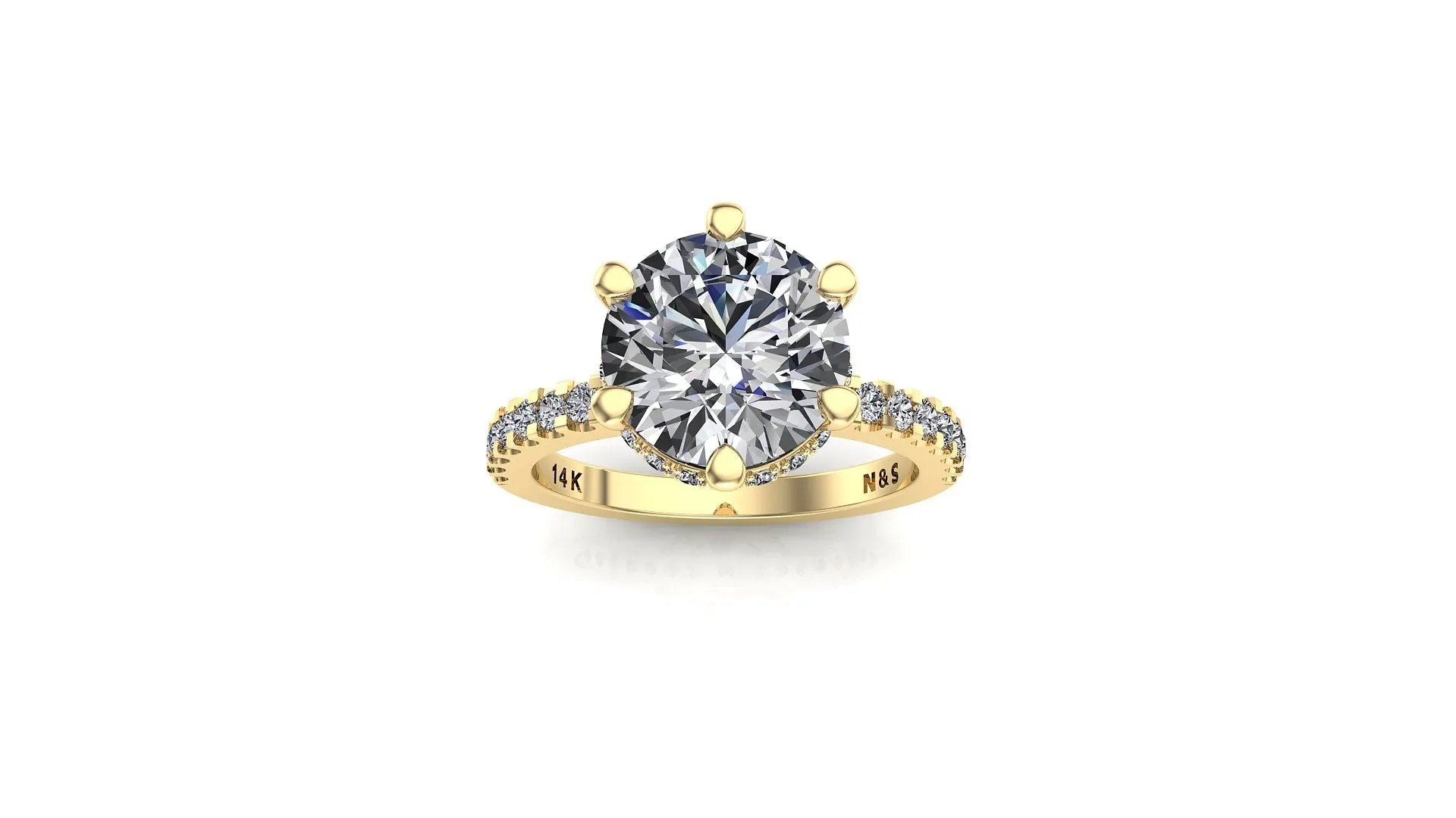 8mm (1.90ct) Rané ForeverOne Round Moissanite Diamond Underhalo Engagement Ring 14K Gold MOENG018