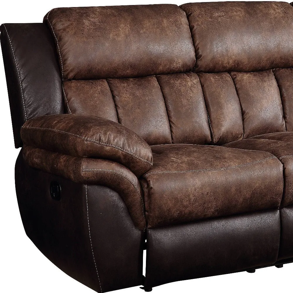 91 Espresso And Black Microfiber Reclining Sofa