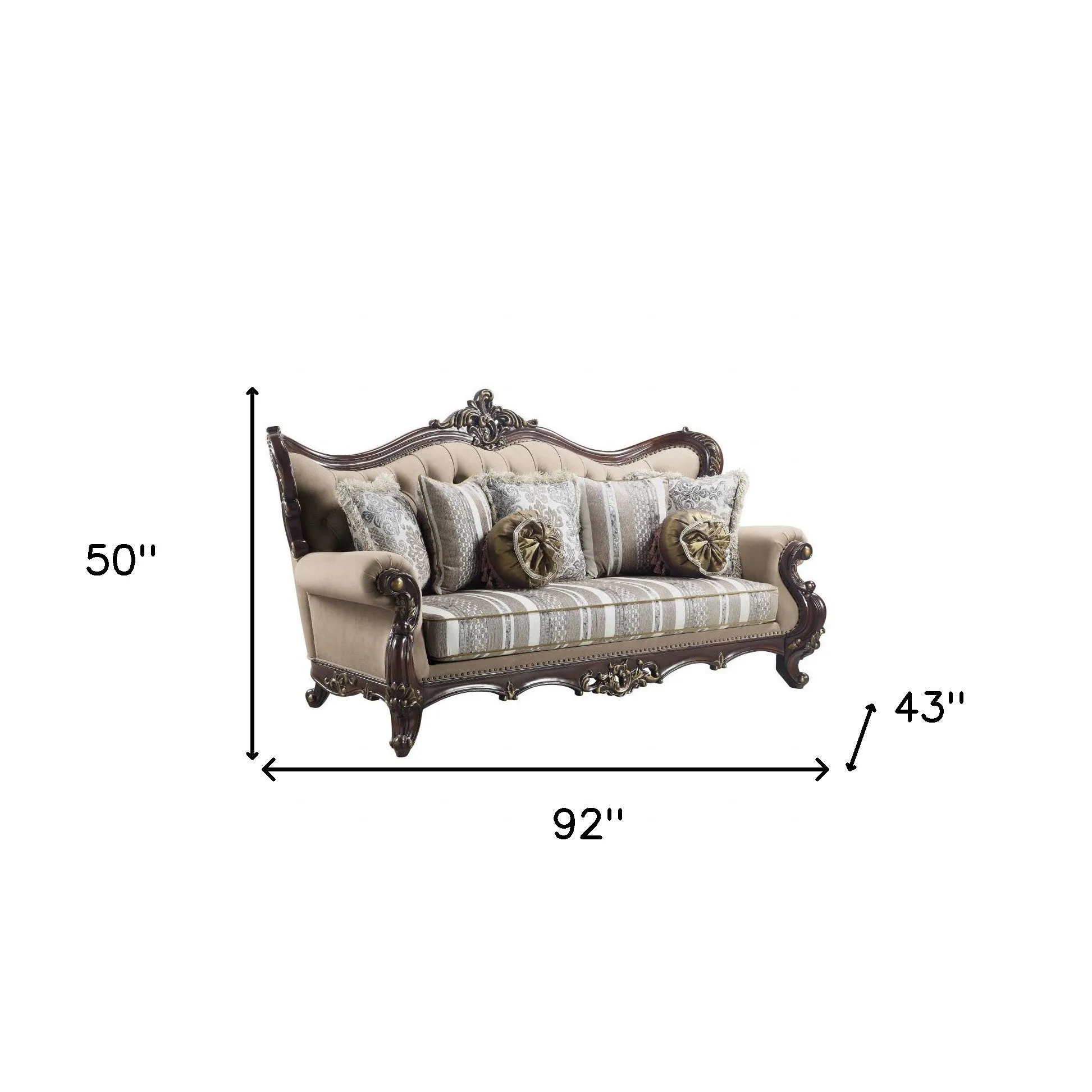 92 Brown Linen Sofa And Toss Pillows