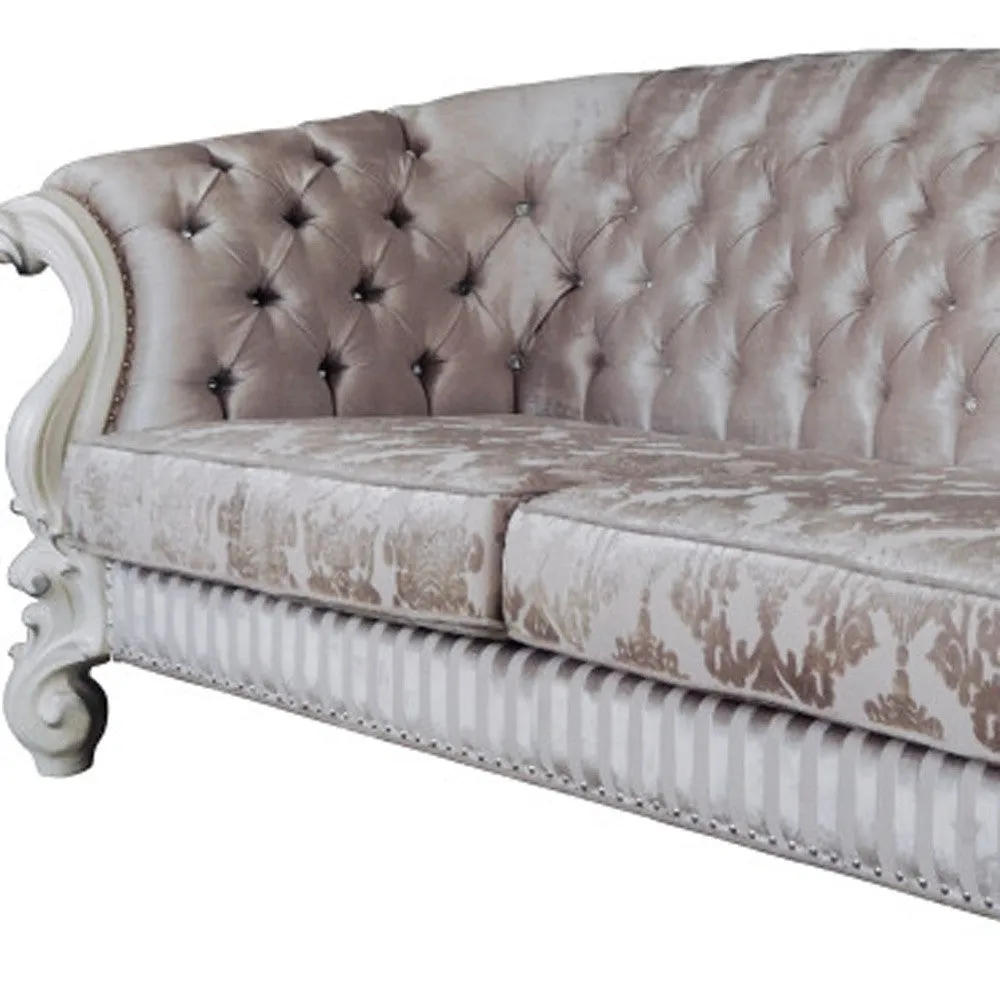 99 Ivory Velvet And Bone Sofa With Seven Toss Pillows