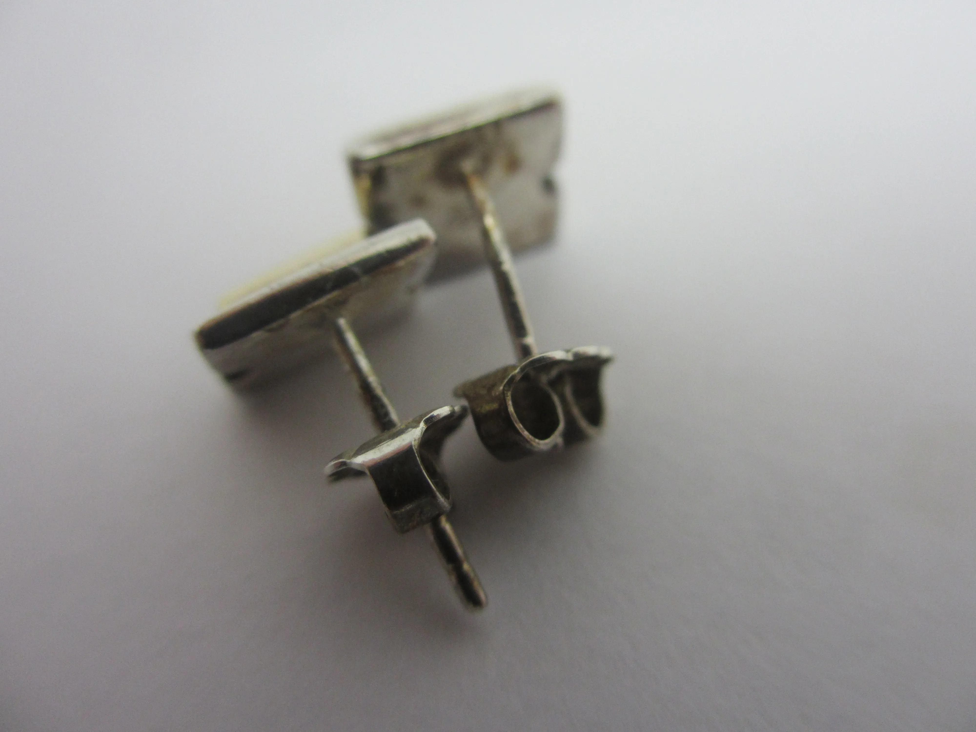 9k Gold Sterling Silver Stud Earrings Vintage 1958 English