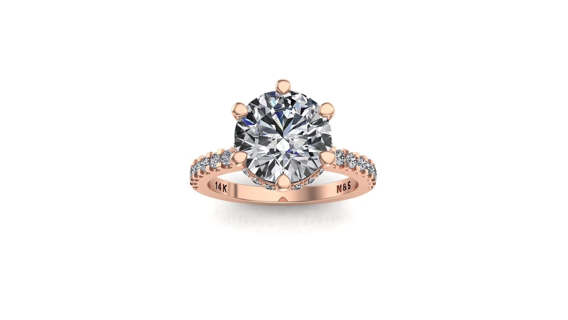 9mm (2.70ct) Monique ForeverOne Round Moissanite Diamond Underhalo Engagement Ring 14K Gold MOENG022