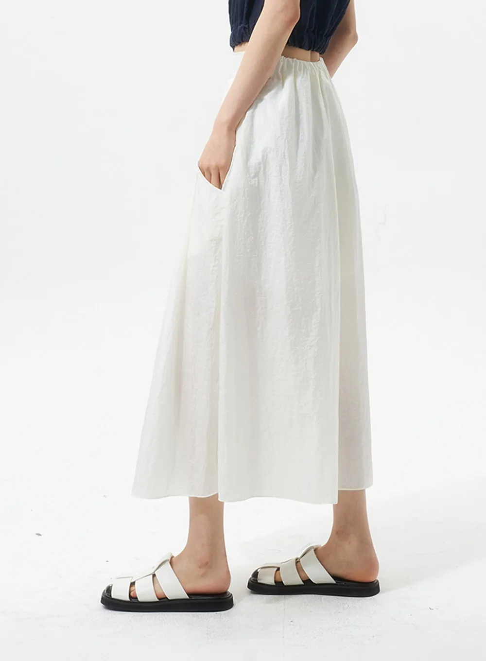 A-Line Nylon Maxi Skirt IU326