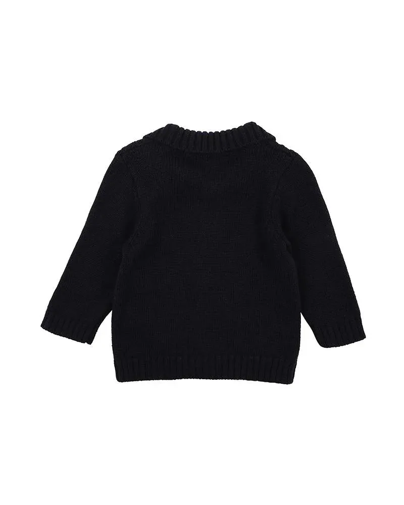 ALBERT NAVY CABLE KNITTED CARDIGAN