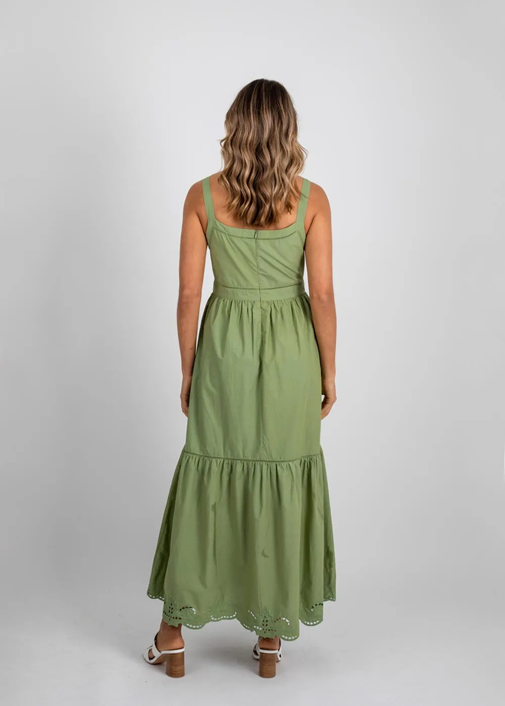 Alessia Embroidered Maxi Dress (Pistachio)