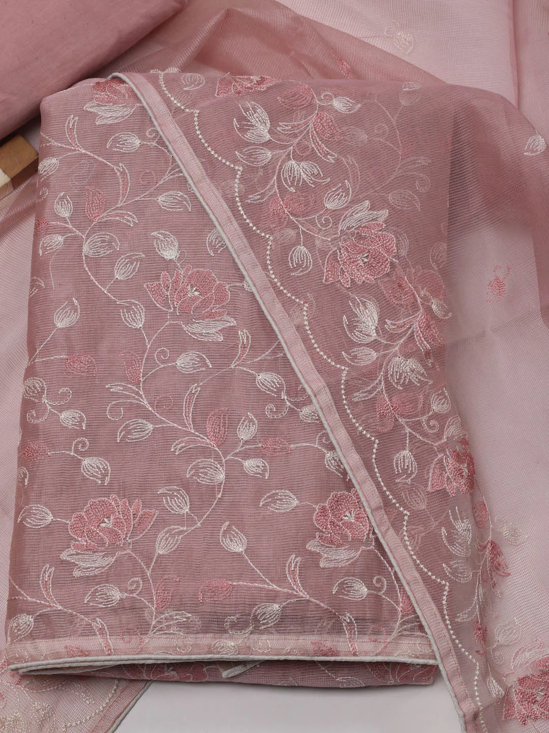 All Over Embroidered Cotton Unstitched Suit Piece With Dupatta