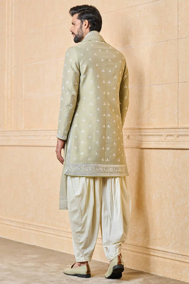 All Over Floral Butta Embroidered Achkan