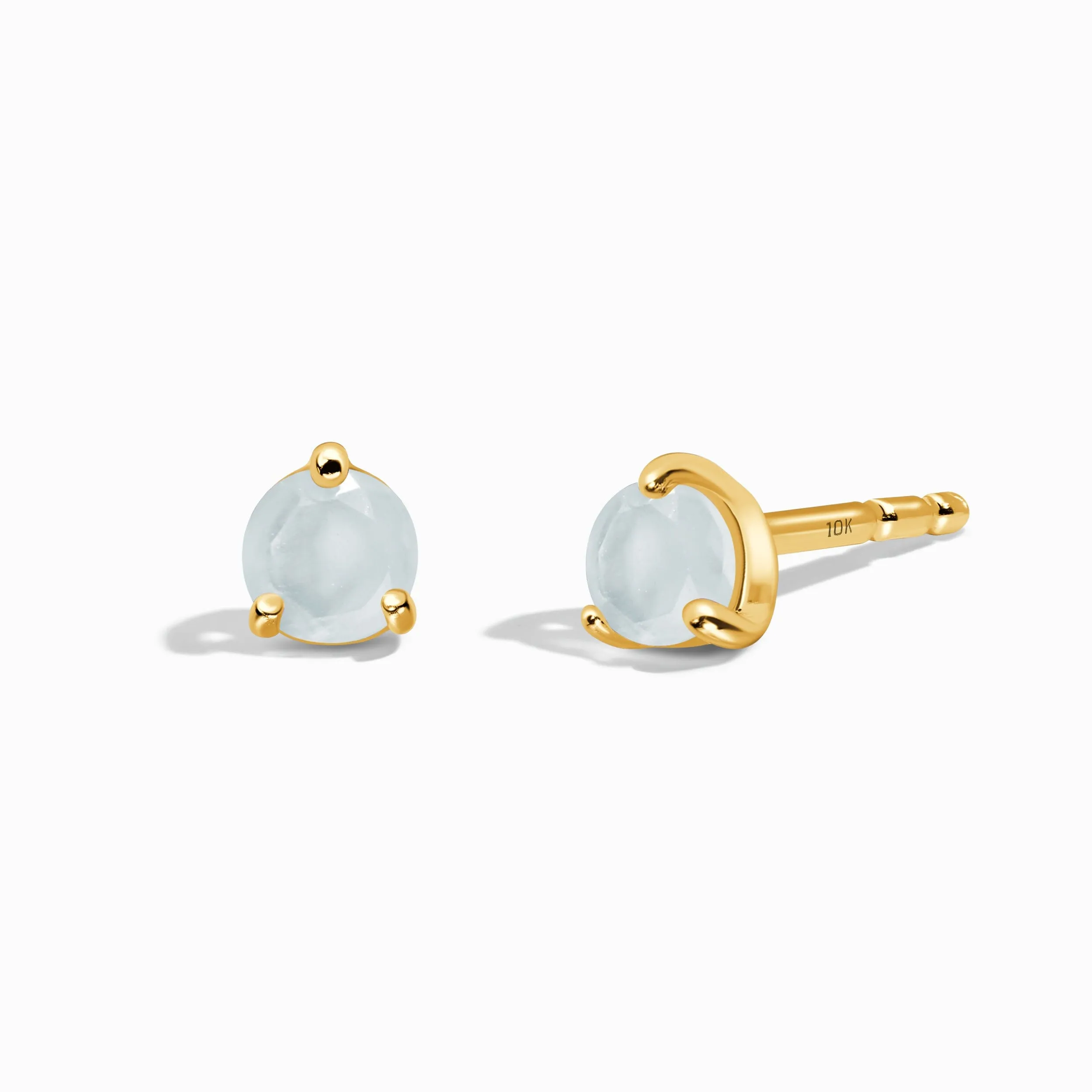 Aquamarine Solid Round Studs - March Birthstone