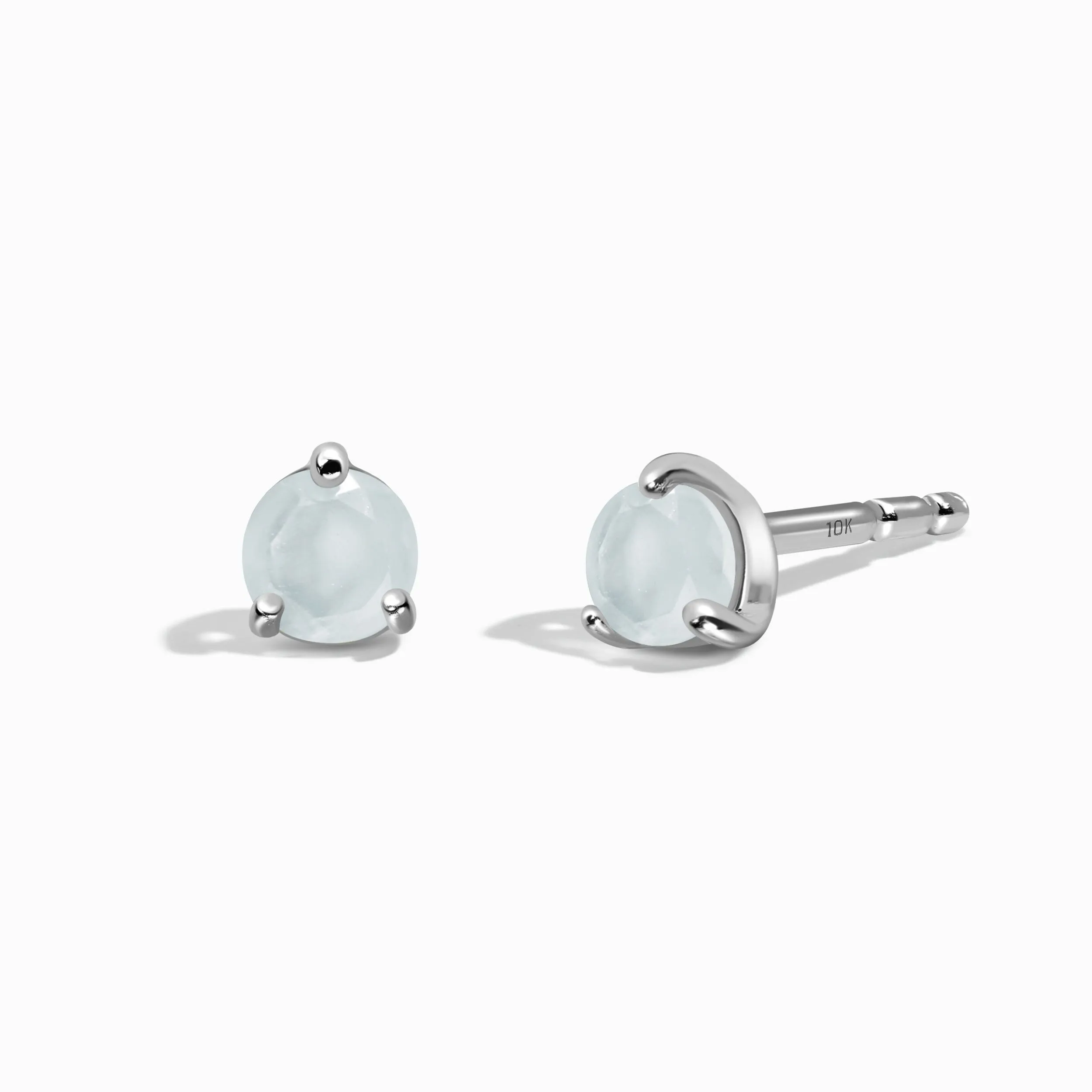 Aquamarine Solid Round Studs - March Birthstone