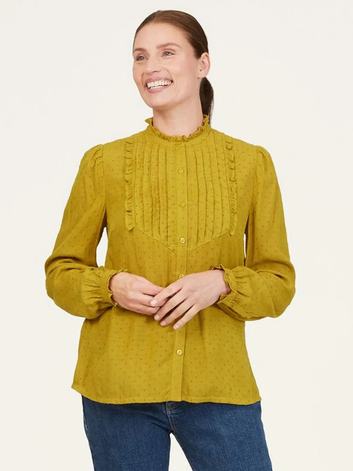 Arabella EcoVero™ Plain Blouse - Dark Chartreuse Yellow