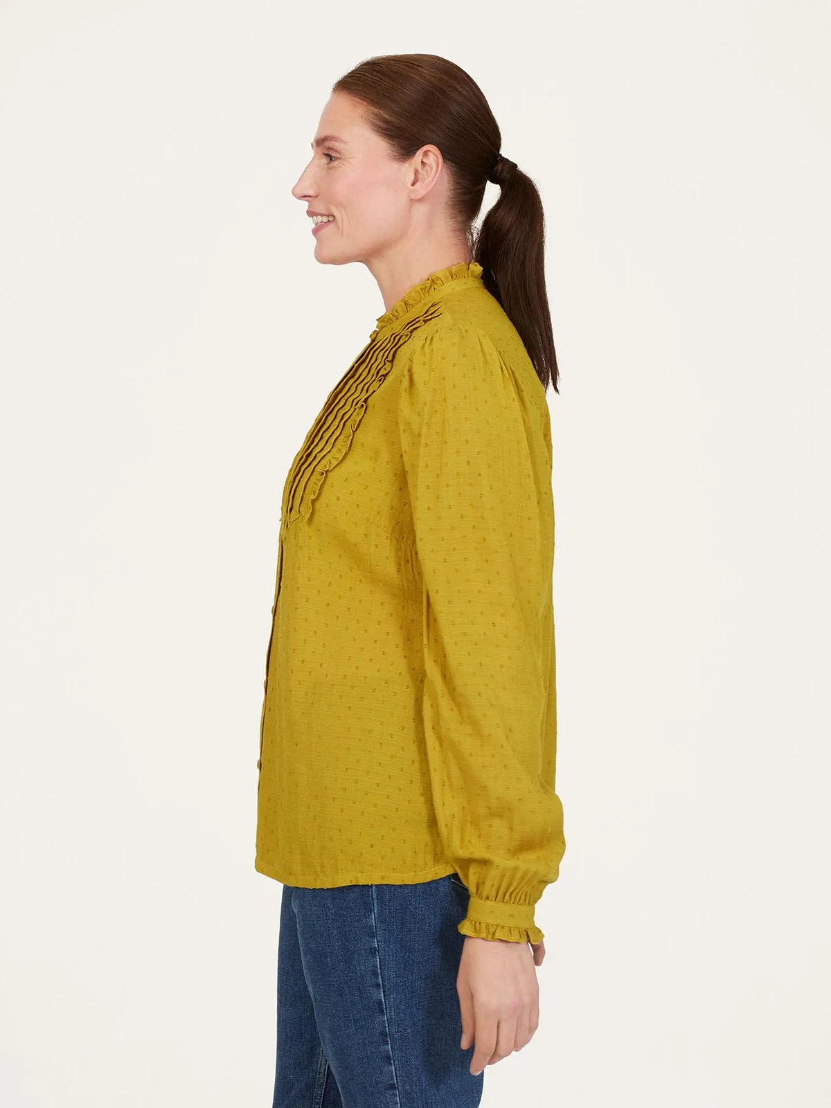 Arabella EcoVero™ Plain Blouse - Dark Chartreuse Yellow